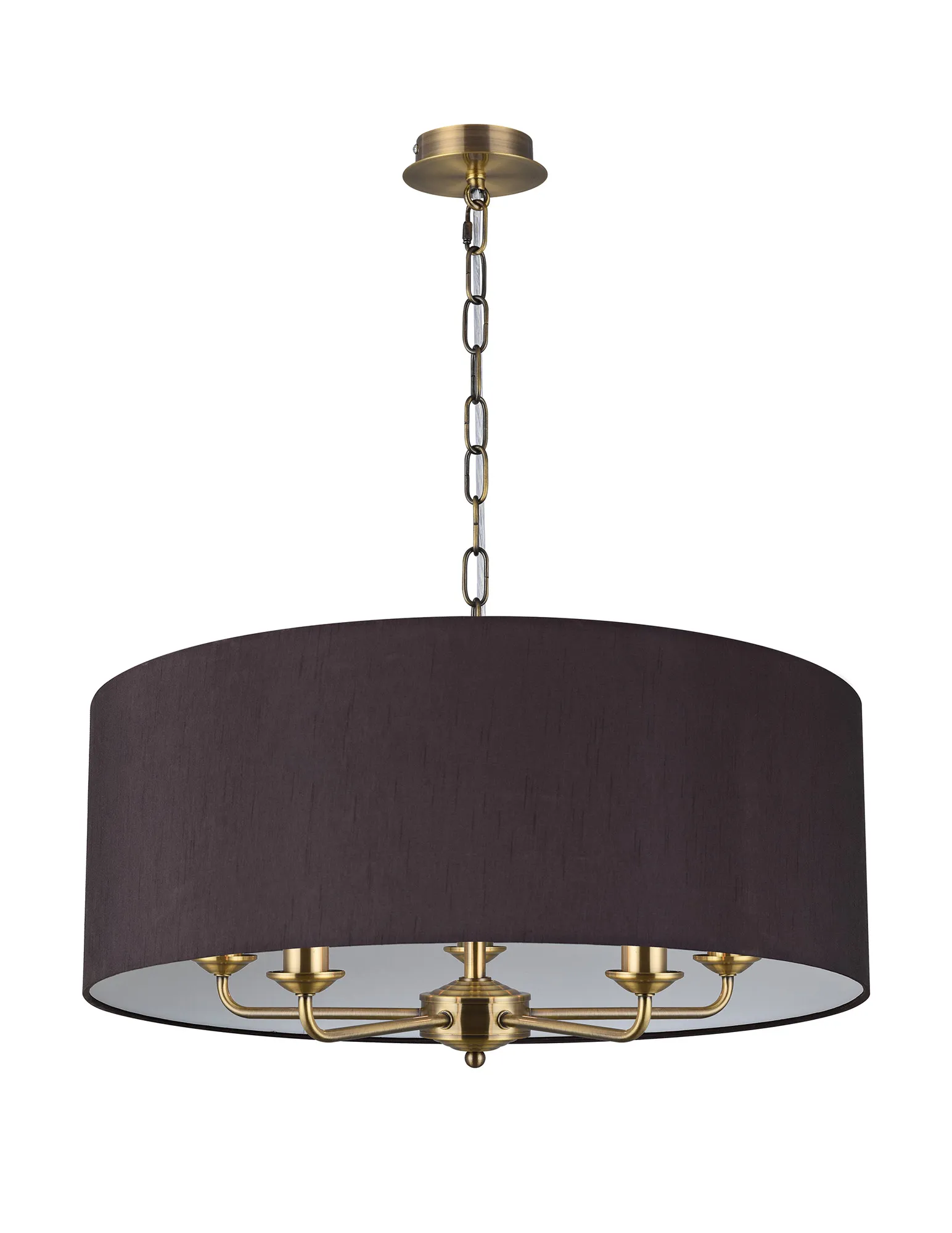 Banyan 60cm 5 Light Pendant Antique Brass; Black DK0660  Deco Banyan AB BL